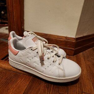Adidas Stan Smith White Glow Pink Sneakers Womens Size 5.5 White Pink Lace Up